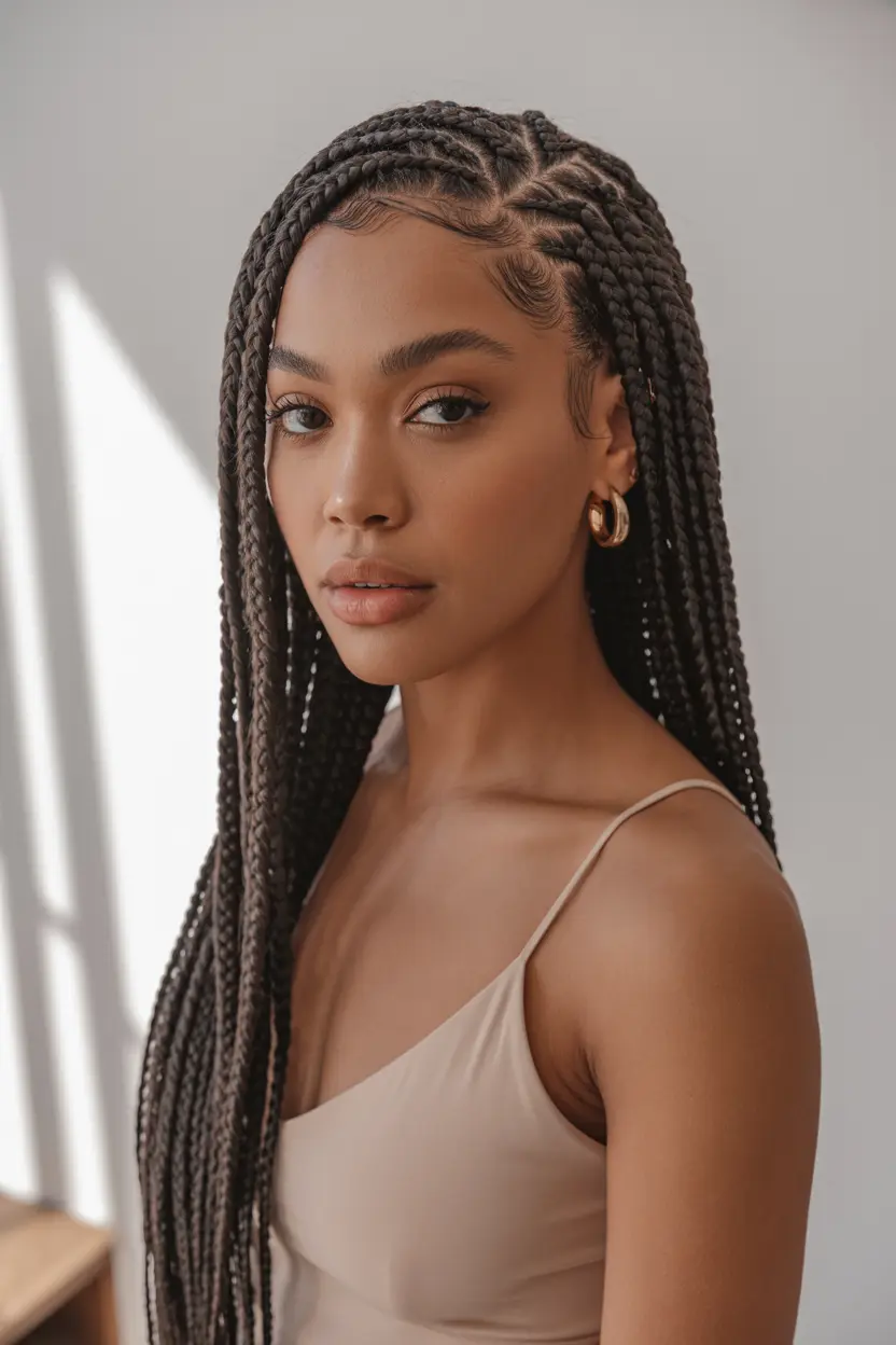 2.side parted stitch braid