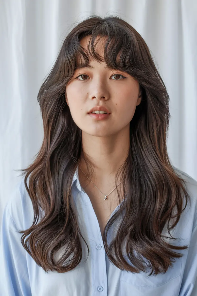 3.long wolf cut with bangs