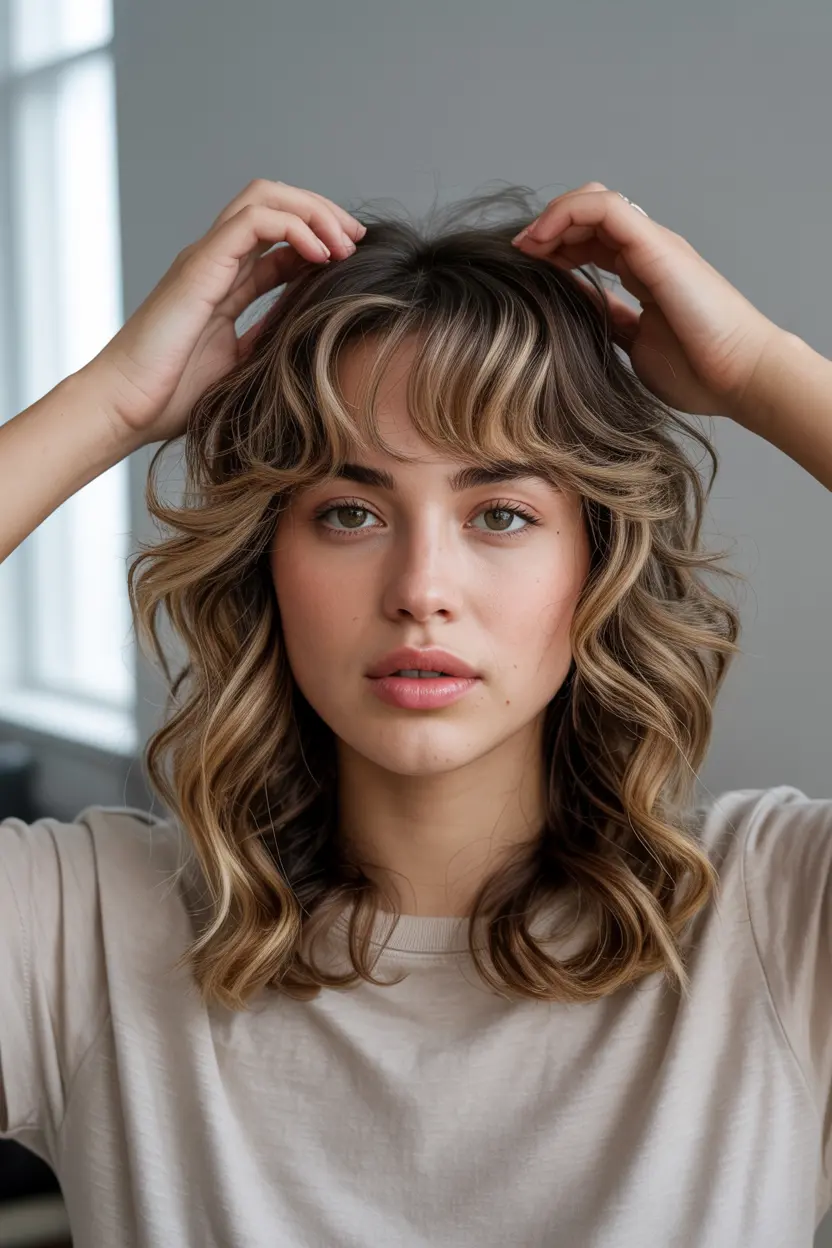 4.curly wolf cut with bangs