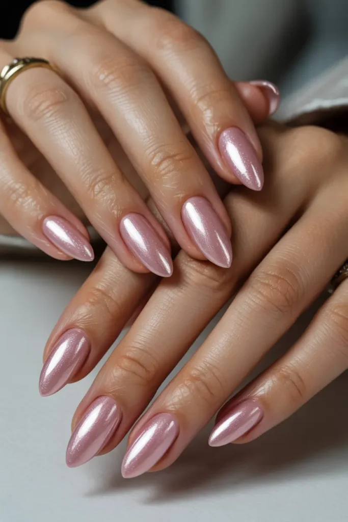 5. Pink Almond Aura Nails