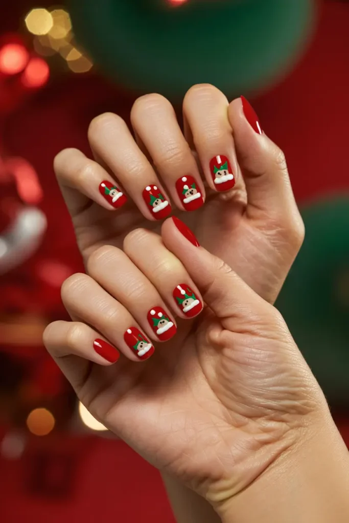 5. Santa Hat Nail Art