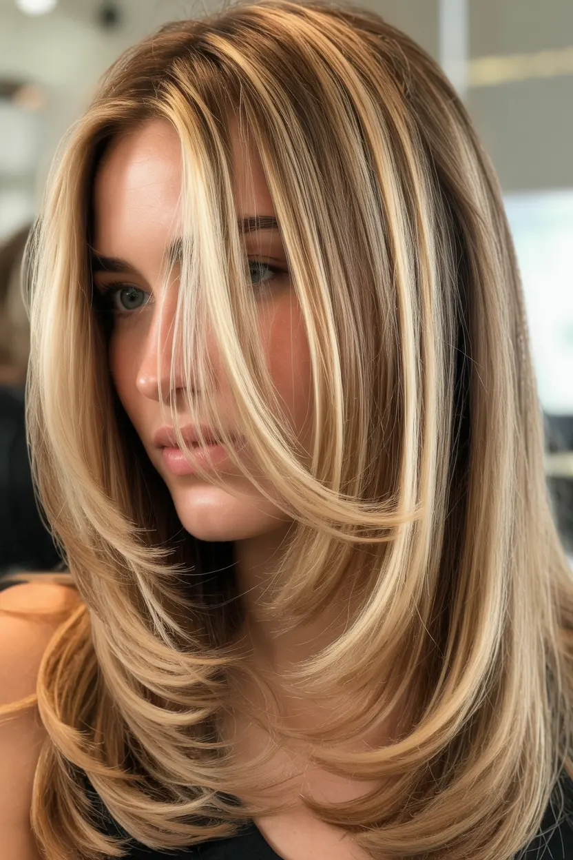 5.face framing blonde highlights