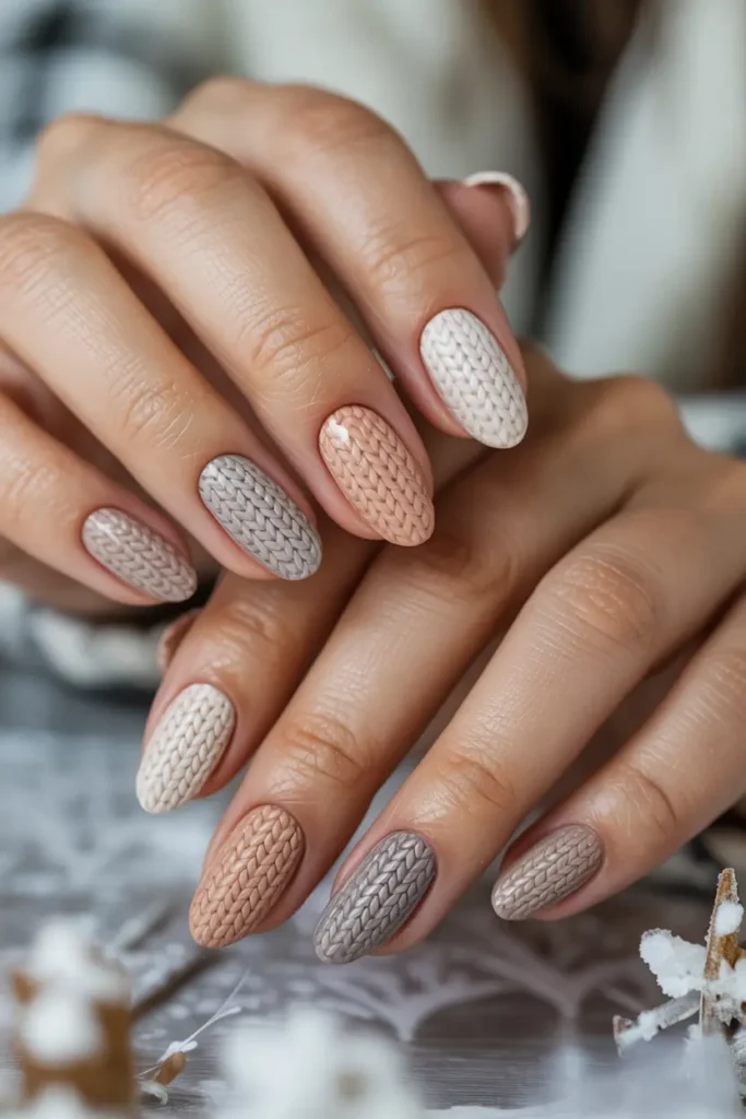 6. Cozy Sweater Texture Nails