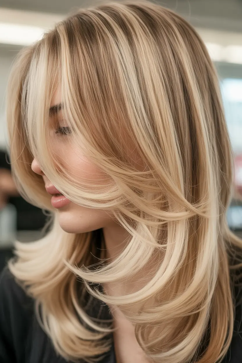 6.creamy blonde highlights