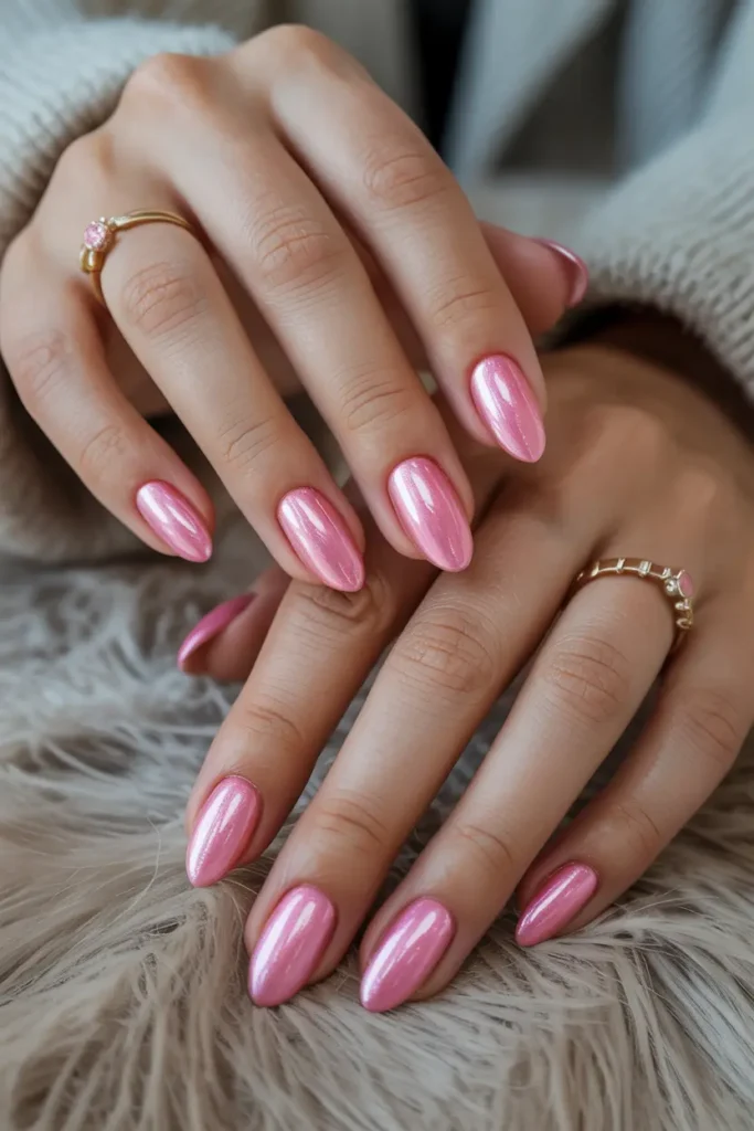 7. Pink Cat Eye Manicure