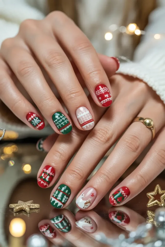 9. Christmas Sweater Nails