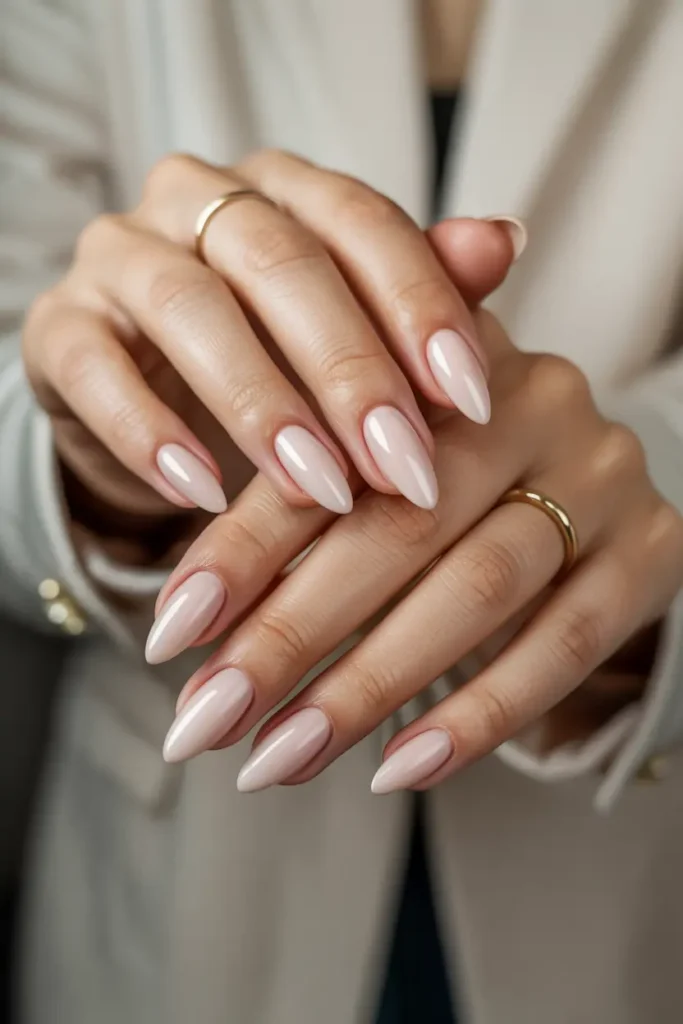 9. Nude Almond Gel Manicure