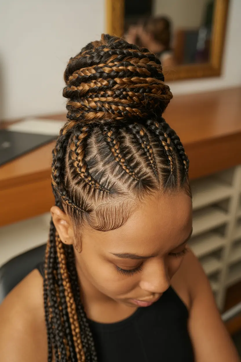 9.half up stitch braid style